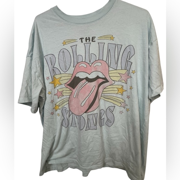 Retro The Rolling Stones American Eagle Blue Graphic T-Shirt Women’s L/XL Rock - Picture 1 of 4